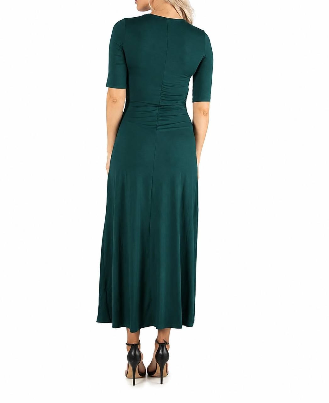 24seven Comfort Apparel Casual Scoop Neck A‑Line Maxi Dress Navy L NWT $57