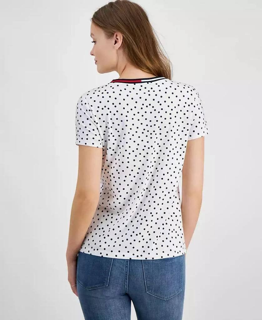 Tommy Hilfiger Dot-Print Signature V-Neck Top White Size S/P NWT $49.50