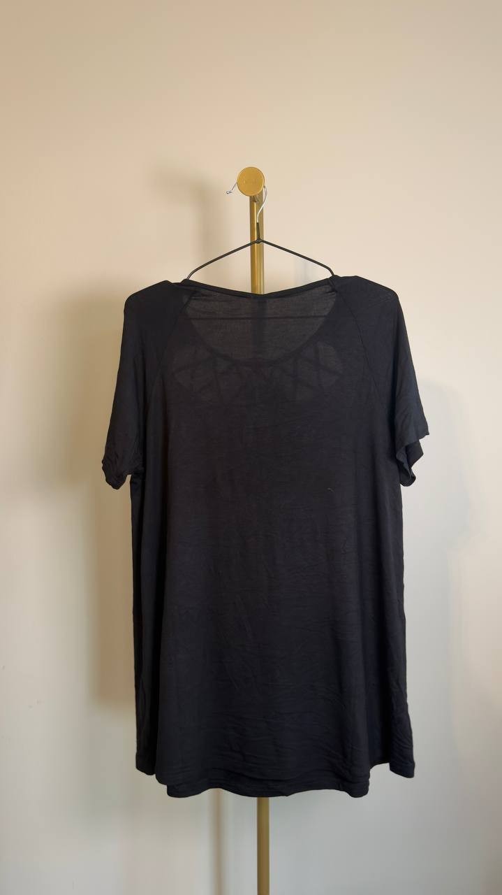 White Mark Crisscross Cutout Short Sleeve Top Black L NWT $52