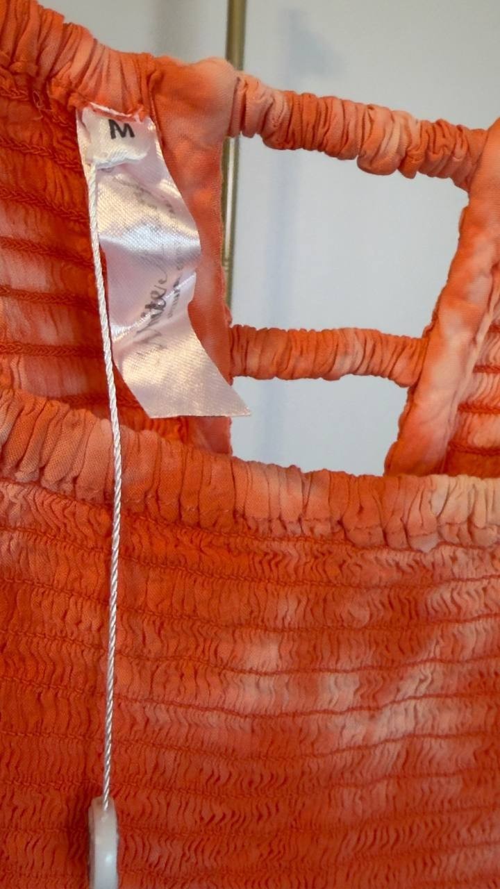 White Mark Square Neck Sleeveless Smocked Sundress Orange M NWT $84