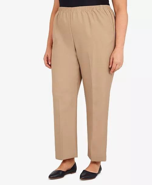 Alfred Dunner Women’s Plus Pull‑On Straight‑Leg Pants Stone 20W $42.50 NWOT