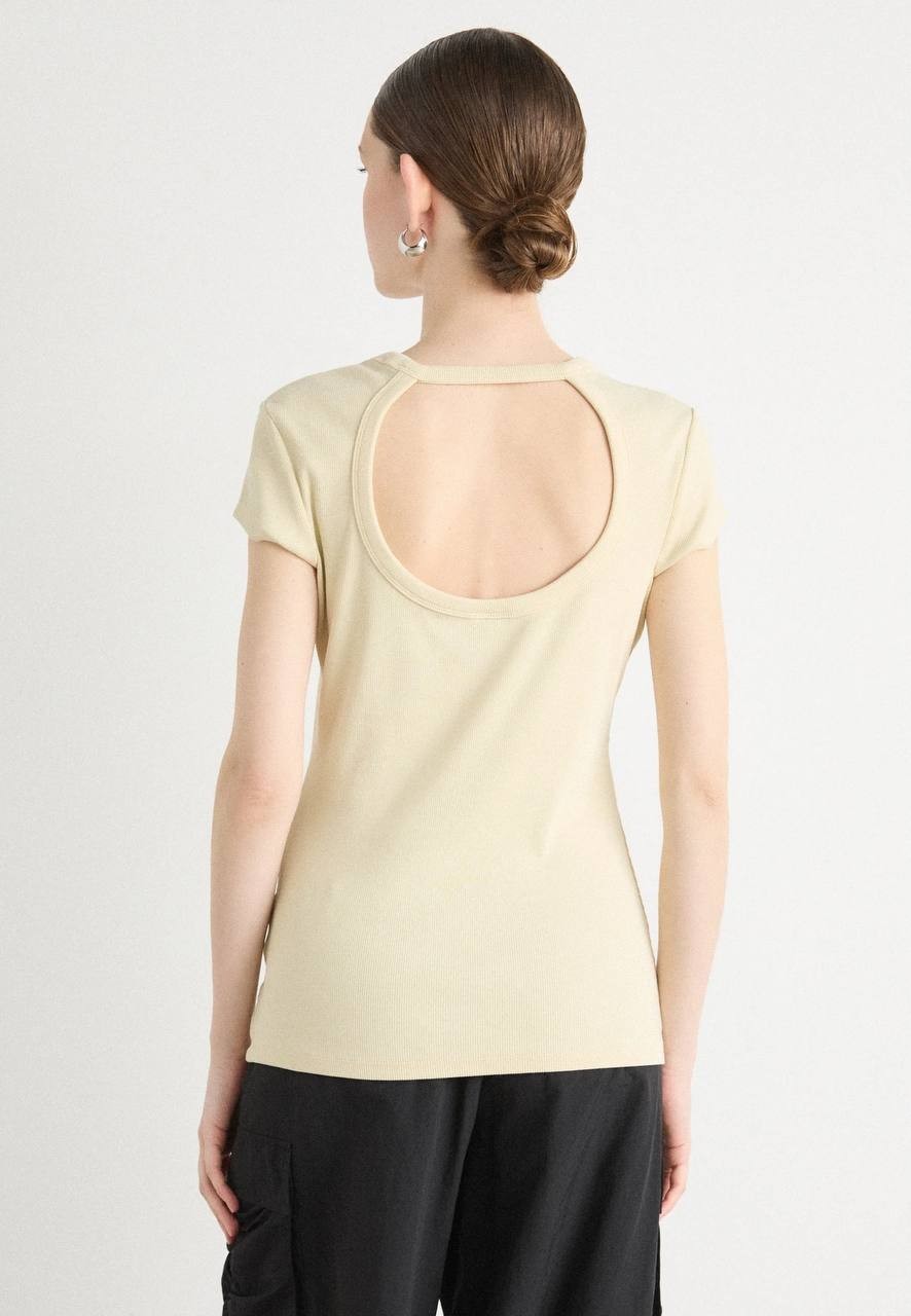 BOSS Women’s ESIMA Print T-Shirt Open Beige S $68 NWT