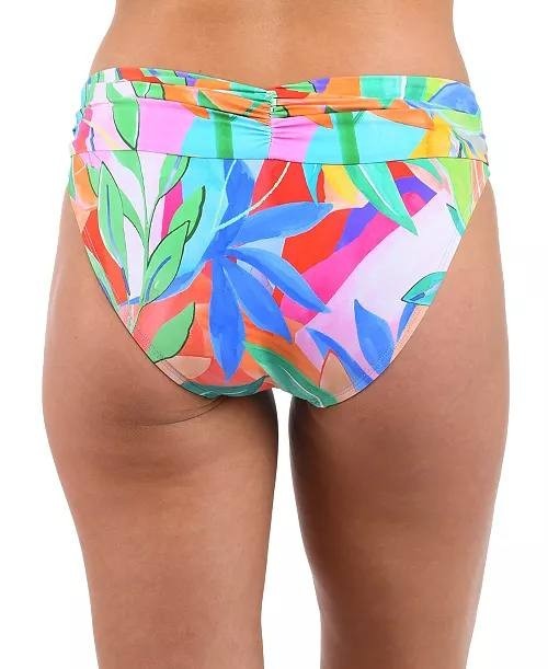 La Blanca Tropi-Flage Shirred Hipster Bikini Bottoms Multi 10 NWT $73
