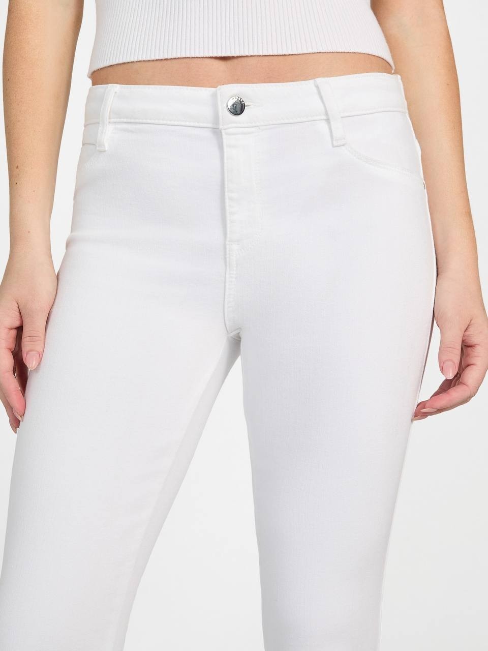 GUESS Eco Sexy Curve Mid-Rise Jeans White Size 24 New Without Tags, Denim