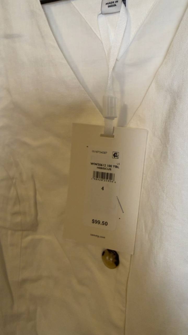 Tommy Hilfiger Women’s Slim Fit Linen‑Blend Vest Hibiscus 4 NWT $99.50