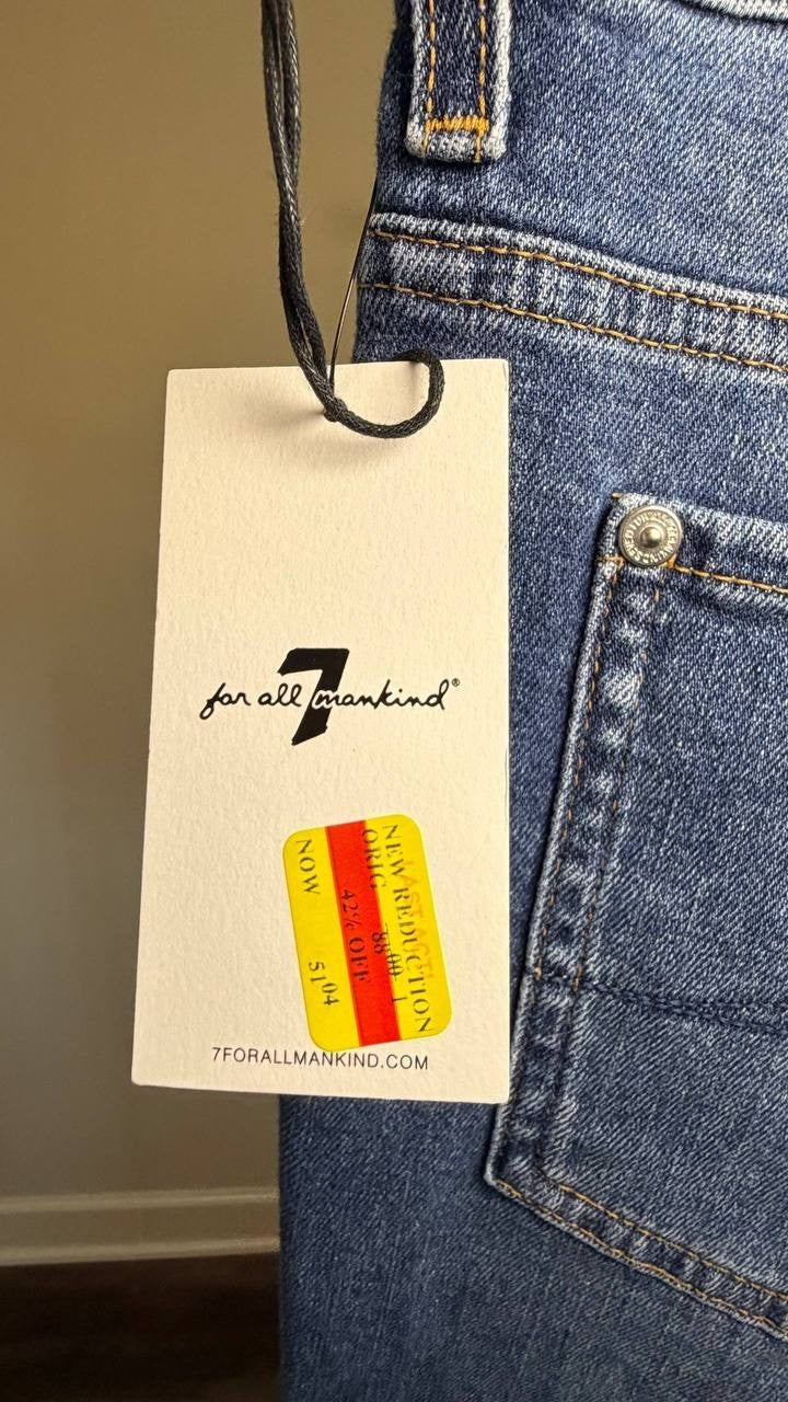 7 For All Mankind Mid Roll Denim Shorts Sea Star Dark Blue 31 NWT $88