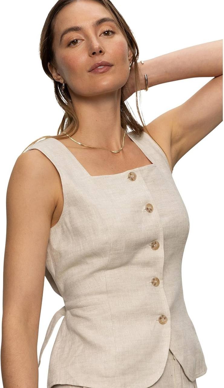 Sanctuary Outsmart Square Neck Vest – Natural (Flax) – Size XL – NWT – $119