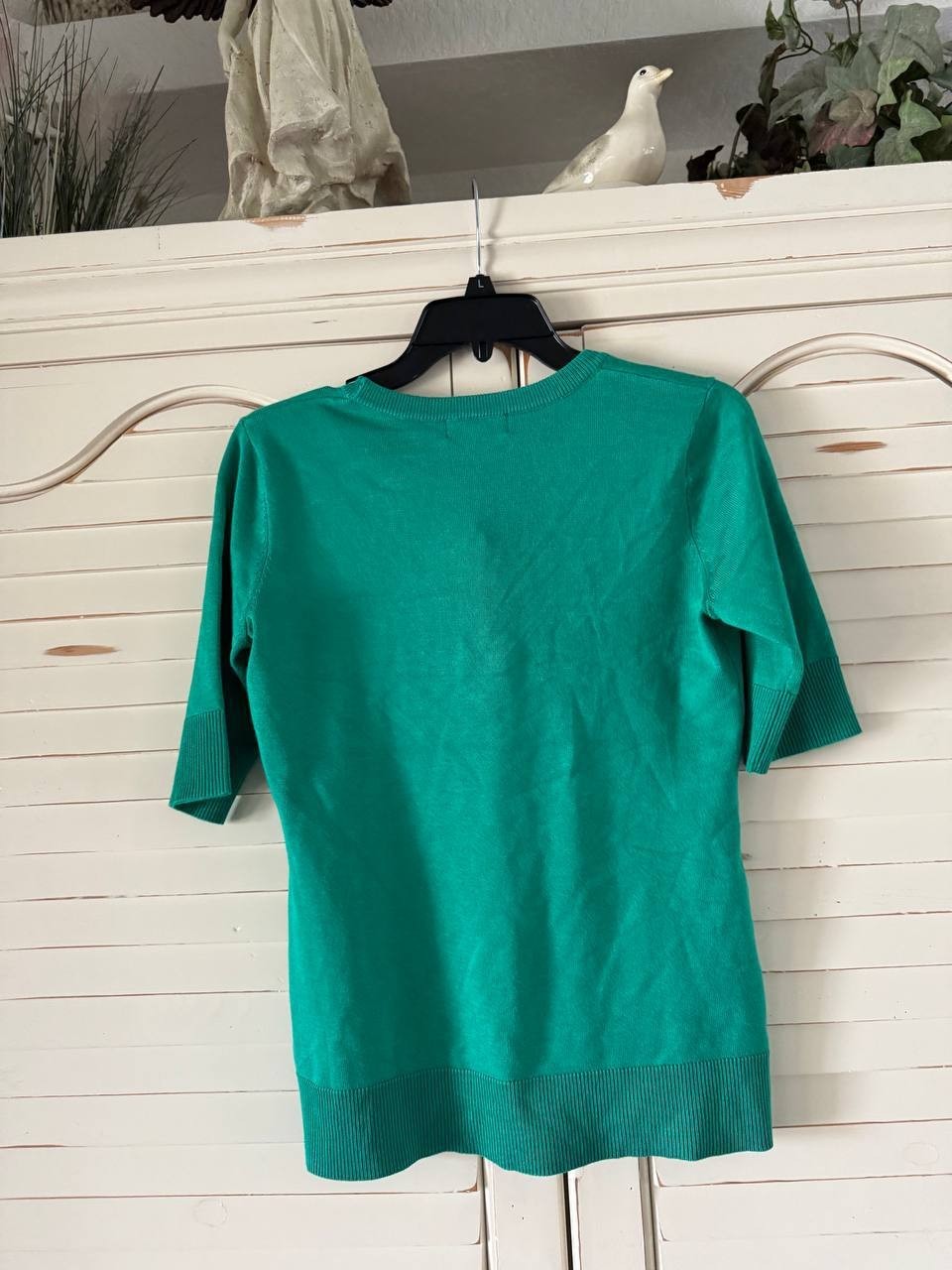 Melissa Paige Sage Green Fine-Gauge Elbow-Sleeve Sweater, Petite S/P, NWT