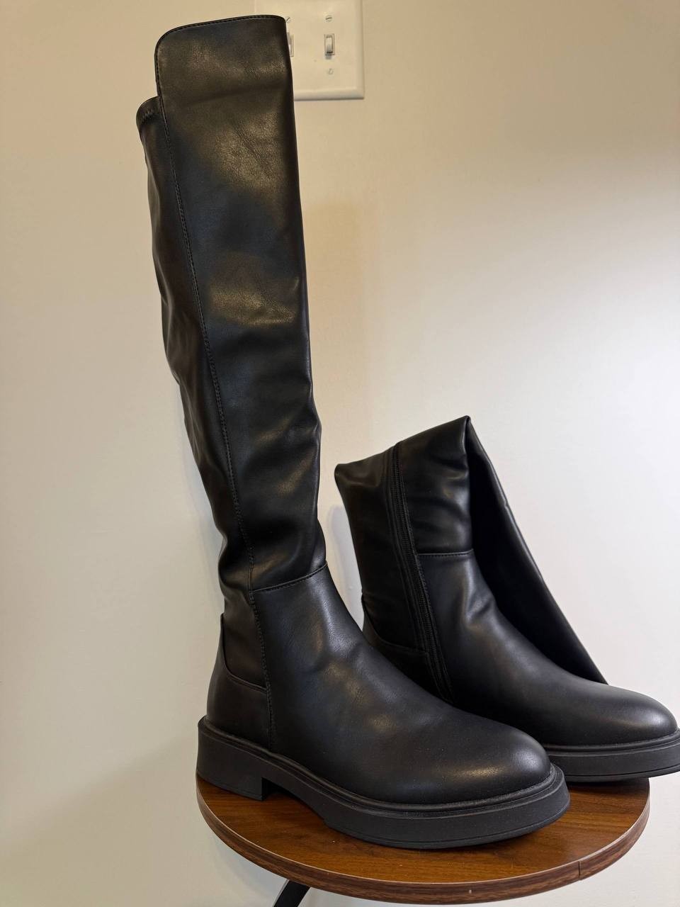 Ayla Black Wedge Boots – Size 9.5 – Vegan Leather – NIB