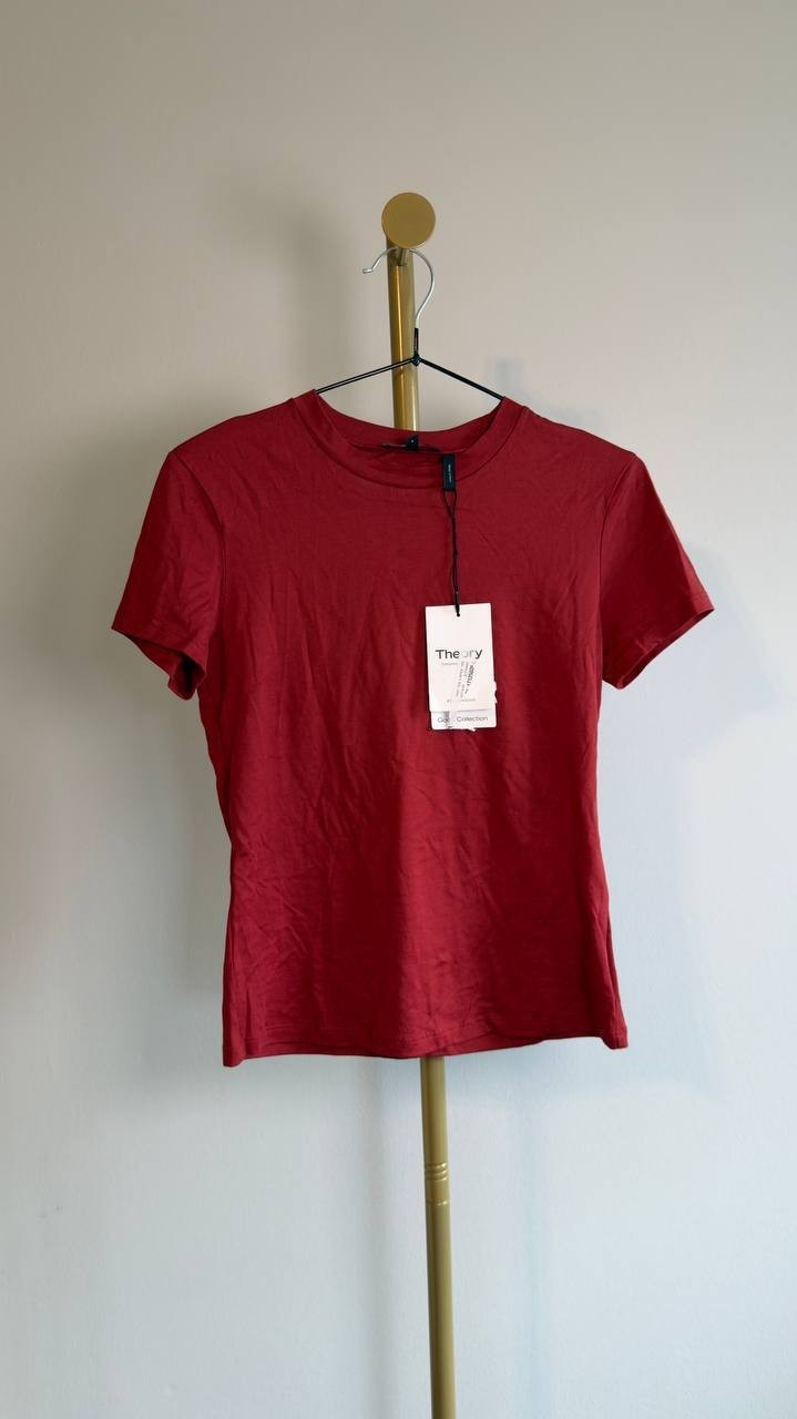 Theory Tiny Tee Organic Slub Cotton Cherry S NWT $75