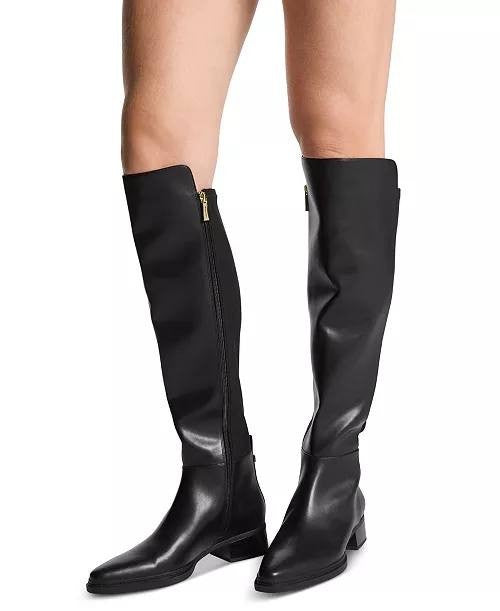 Michael Kors Lex Women’s Block Heel Boots Black 9.5WS Polyester $175 NWB