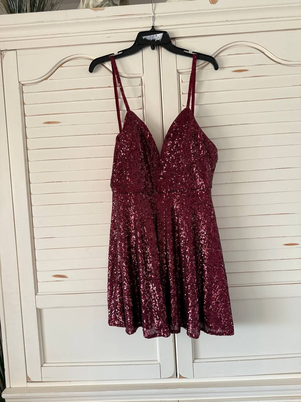 Morgan & Company Juniors' Sequin Fit & Flare Dress Dark Red Size 3 NWOT