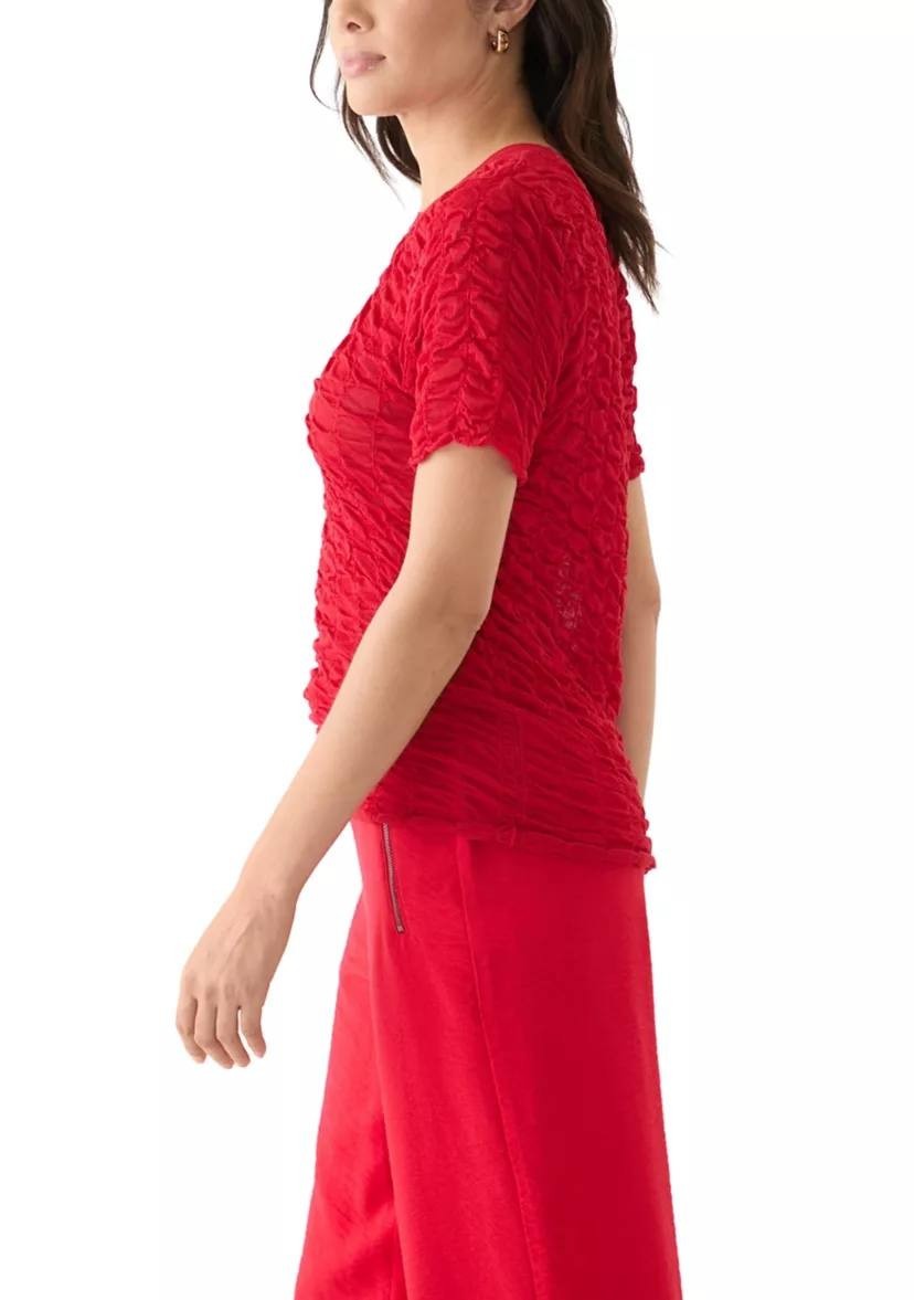 DKNY Women’s Short Sleeve Pucket Knit Top Red M NWOT $89