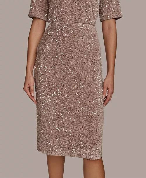 Donna Karan NY Sequined Pencil Skirt Beige XL NWT $139