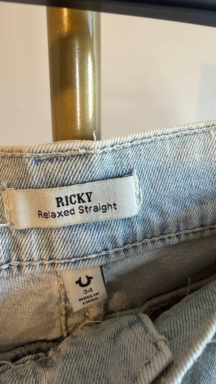 True Religion Men’s Ricky Big T Straight Jeans 34 $199 NWT