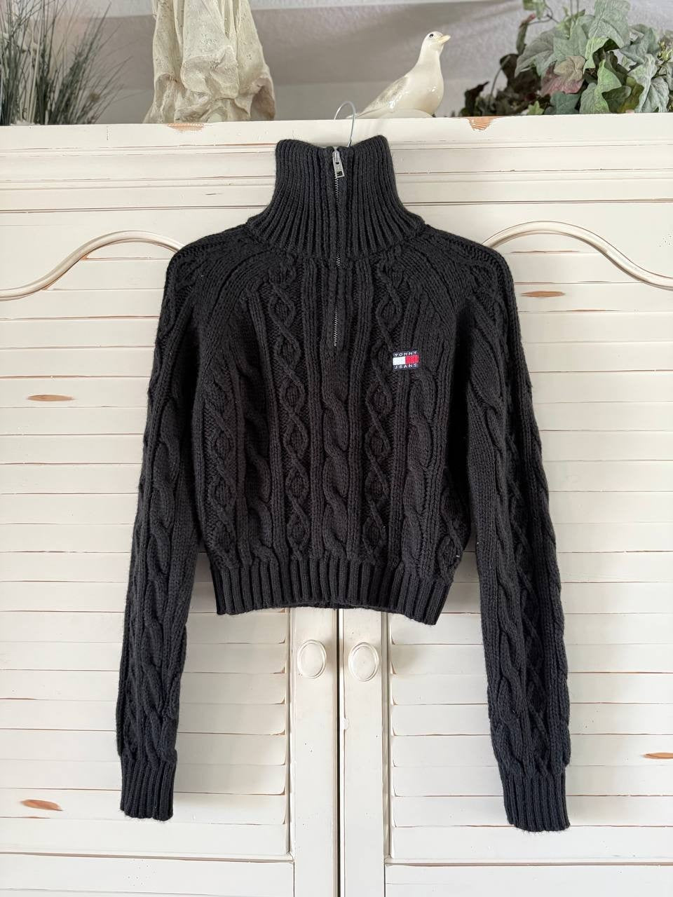 Tommy Jeans Black Sweater XS Recycled Knit Minimalist Streetwear MSRP 129$