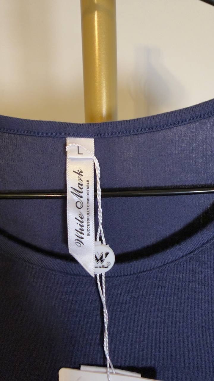 White Mark Women’s Short Sleeve Asymmetrical Waist Maxi Dress Navy L NWT $58