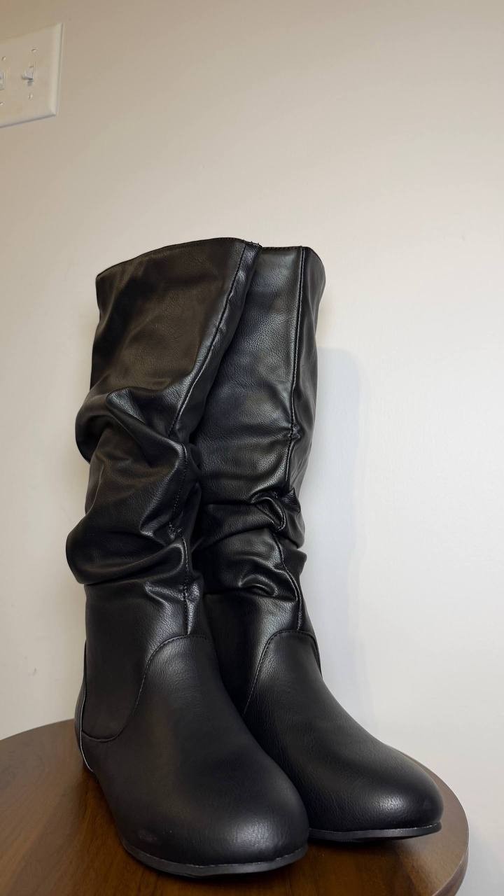 Journee Collection Polyurethane Boots 8M Black New in Box MSRP $129
