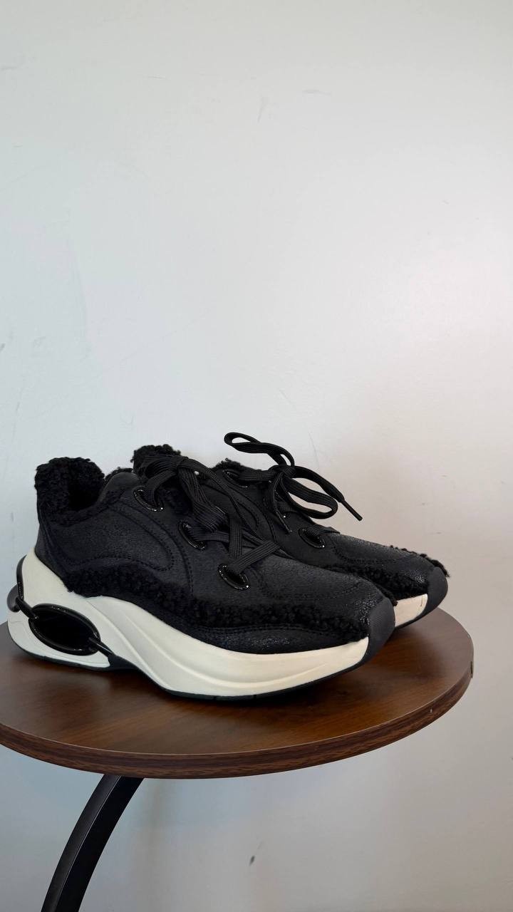 Michael Kors Toni Women’s Leather Sherpa Trainer Black 8.5M $298 NWB