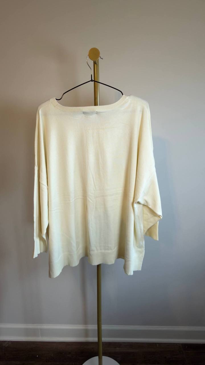 Melissa Paige Lace Front Crewneck Top Papyrus 3X NWT $51.50