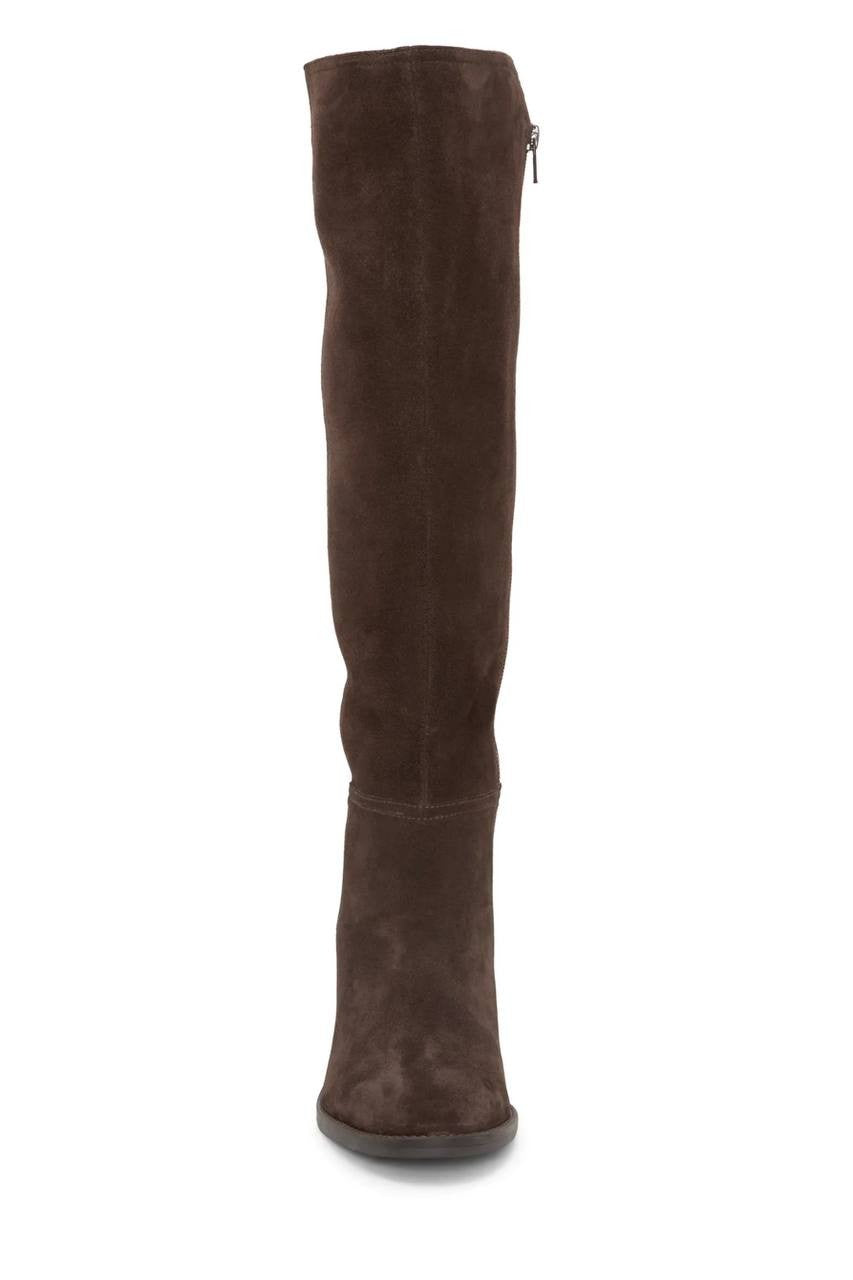 Lucky Brand Bonnay Wide Calf Knee High Boots Dark Brown 6M Suede $189 NWB