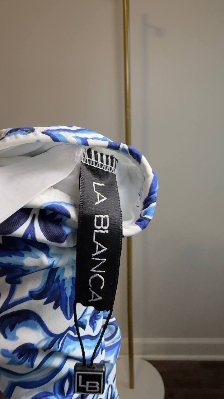 La Blanca Plus Alboran Keyhole Tankini Top & Bottoms Blue 20W NWT $111