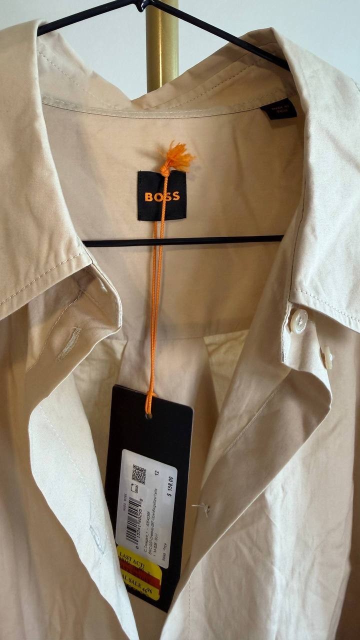 BOSS Women’s Belted Shirt Dress Neutrals Beige 12 $158 NWT