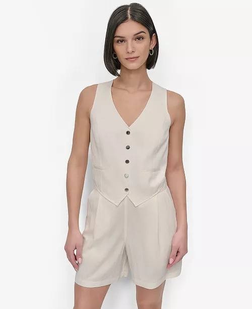 DKNY Women’s Vest Romper Coconut 12 NWT $129
