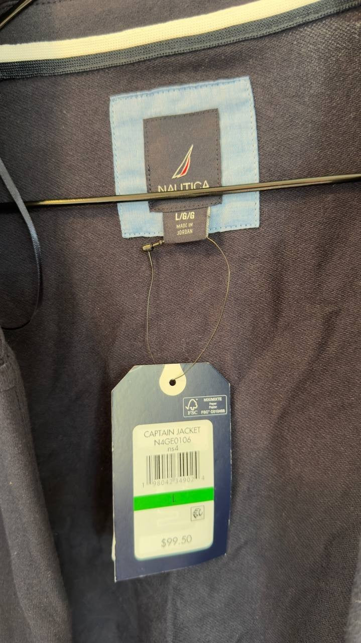 Nautica Open‑Front Captain’s Jacket Navy L NWT $99.50