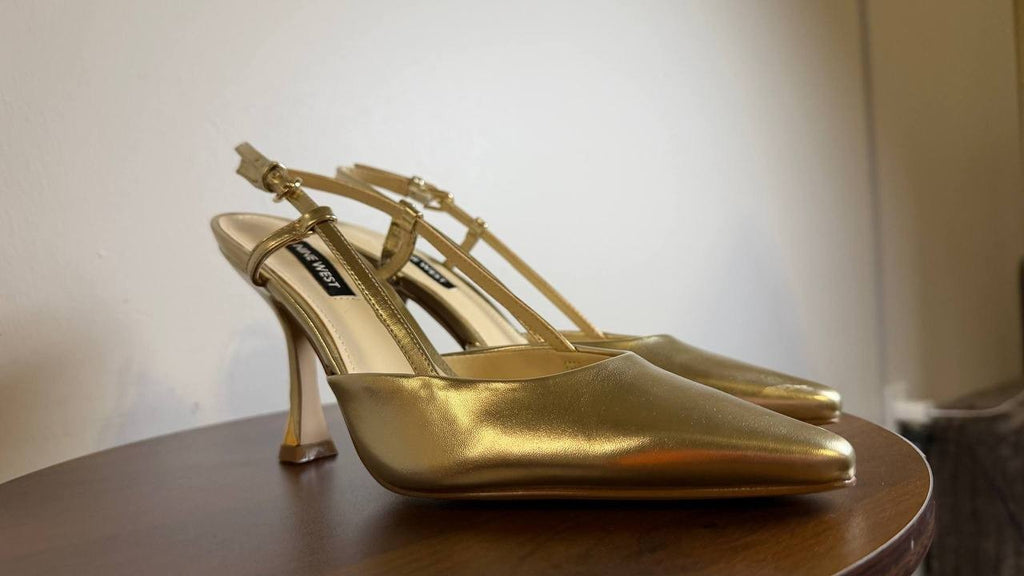 Nine West Vassa Slingback Pumps 7.5M Gold Heels New