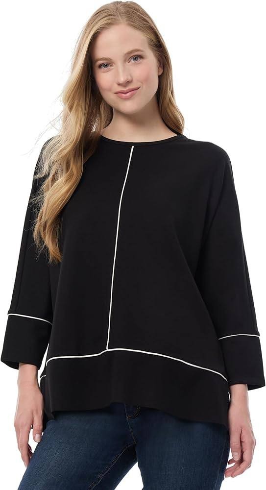 Jones New York Serenity Knit Tunic Top Black XL NWT $59.50