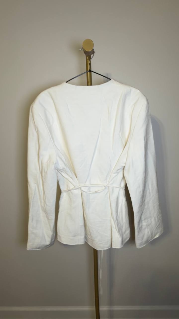 Calvin Klein Women’s Belted Double‑Breasted Jacket White XL NWT $179