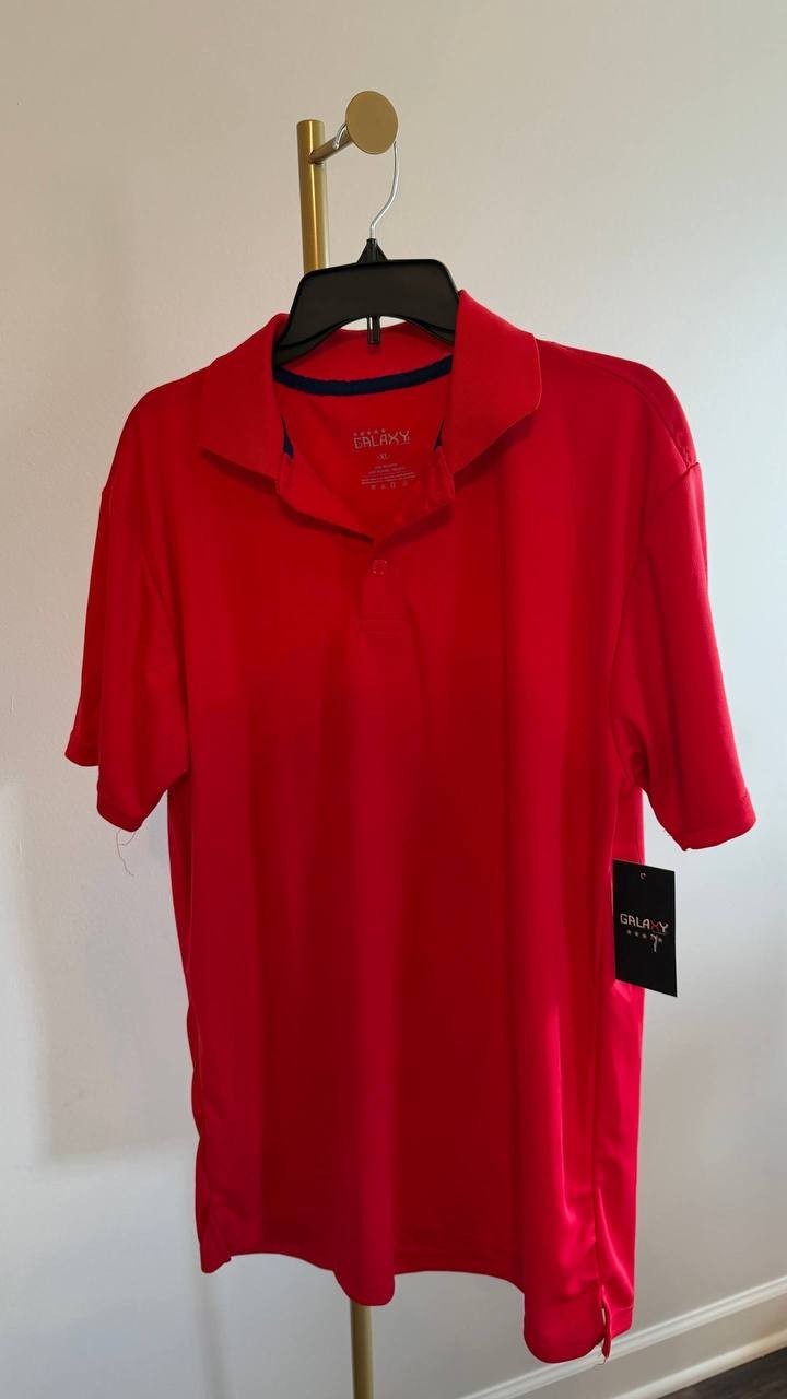 Galaxy by Harvic Men’s Dry‑Fit Moisture‑Wicking Polo Shirt Red XL $32 NWT