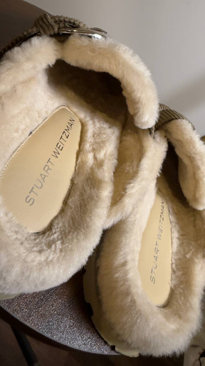 Stuart  Weitzman  Shearling  Clogs  Smokey  Taupe  5  New  $475