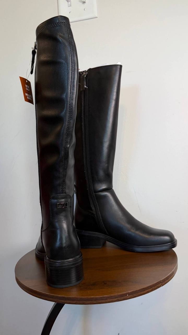 Franco Sarto Gisella Knee High Boots Black 7.5M Leather $225 NWB