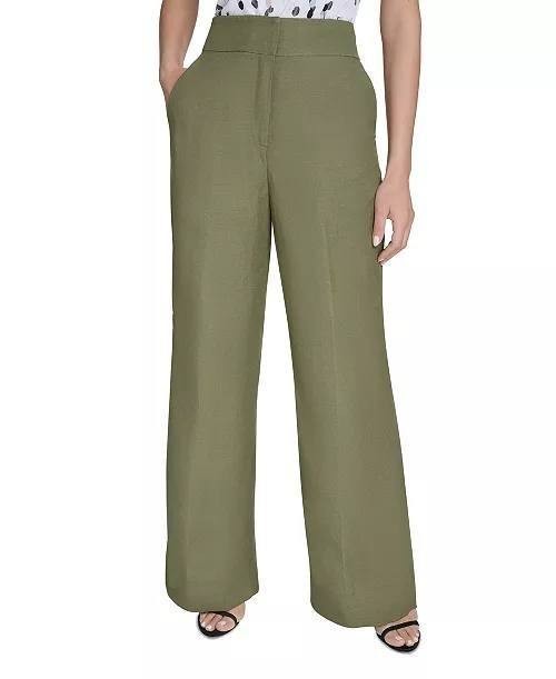 Calvin Klein High‑Rise Wide‑Leg Pants Olive Size16 NWT Modern Chic msrp$109