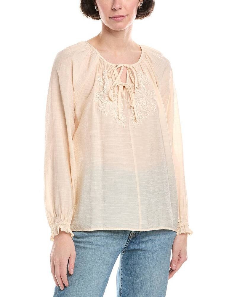 Sam Edelman Kelsie Beaded Blouse - Mother of Pearl, Size S, NWT, Raglan