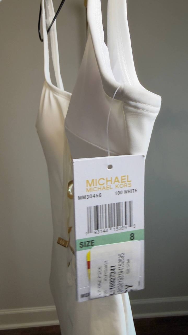 MICHAEL Michael Kors Lace‑Up One‑Piece Swimsuit White 8 NWT $126