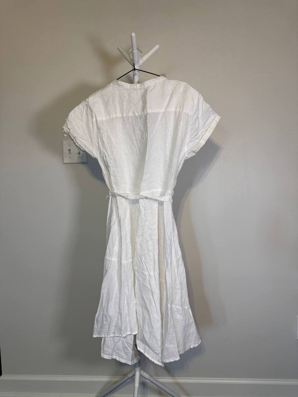 DKNY Asymmetric Linen Shirtdress – Natural – Size 16 – NWT