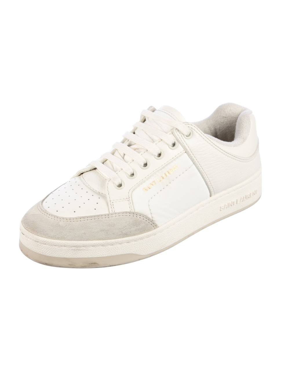 Saint  Laurent  Leather  Sneakers  Black Optic/Coffee White  Size  41  New  $875
