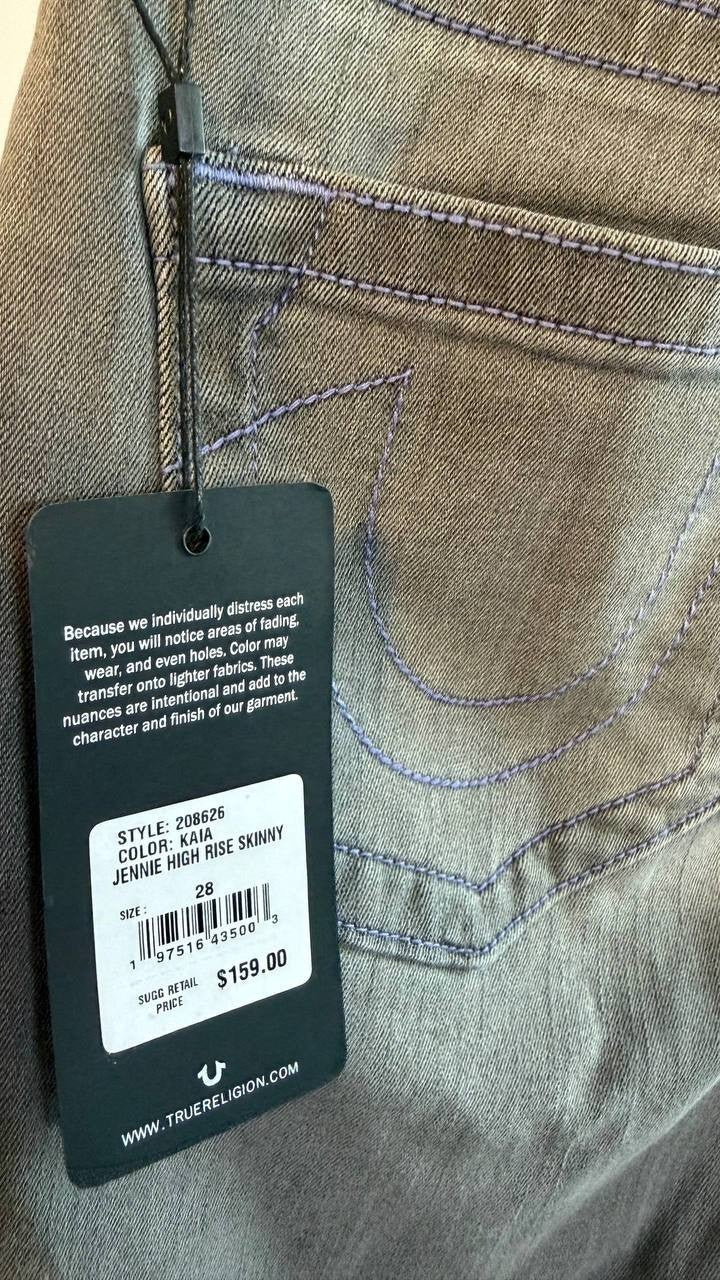 True Religion Jennie High Rise Curvy Skinny Jeans Kaia W28 NWT $159