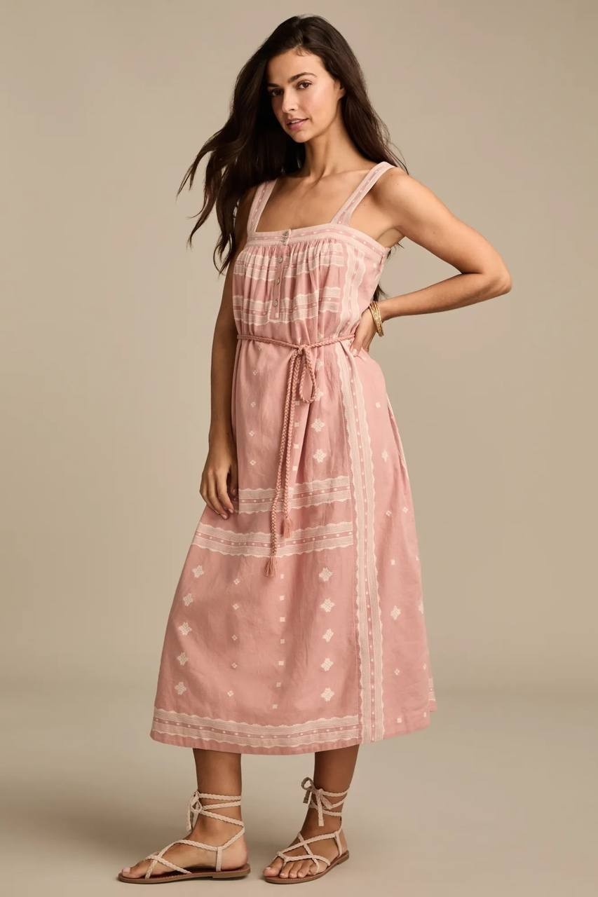 Lucky Brand Belted Henley Midi Dress – Peach – Size M/M – NWT – $129