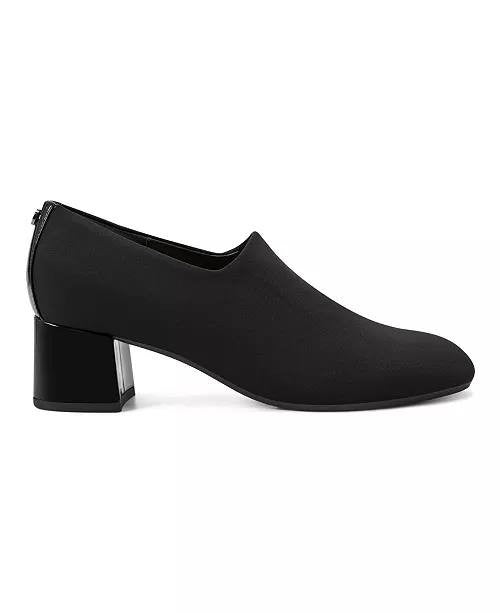 Easy Spirit Denisa eFlex Knit Block Heel Pumps Black 6M Textile $99 NWB