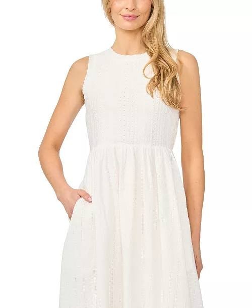 CeCe Sleeveless Crewneck Midi Dress New Ivory XS NWT $99