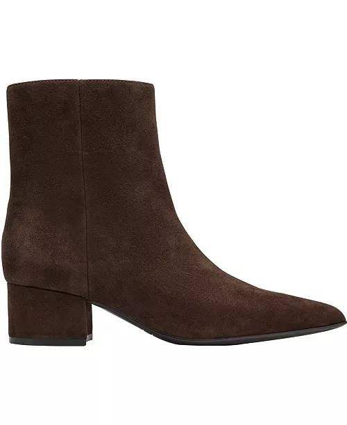 Marc Fisher Gismo Block Heel Dress Booties Dark Brown 9M Suede $159 NWB