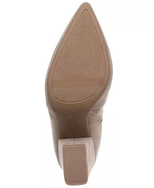 On•34th True Taupe Fabric Block Heel Booties 8M New in Box MSRP $99.90