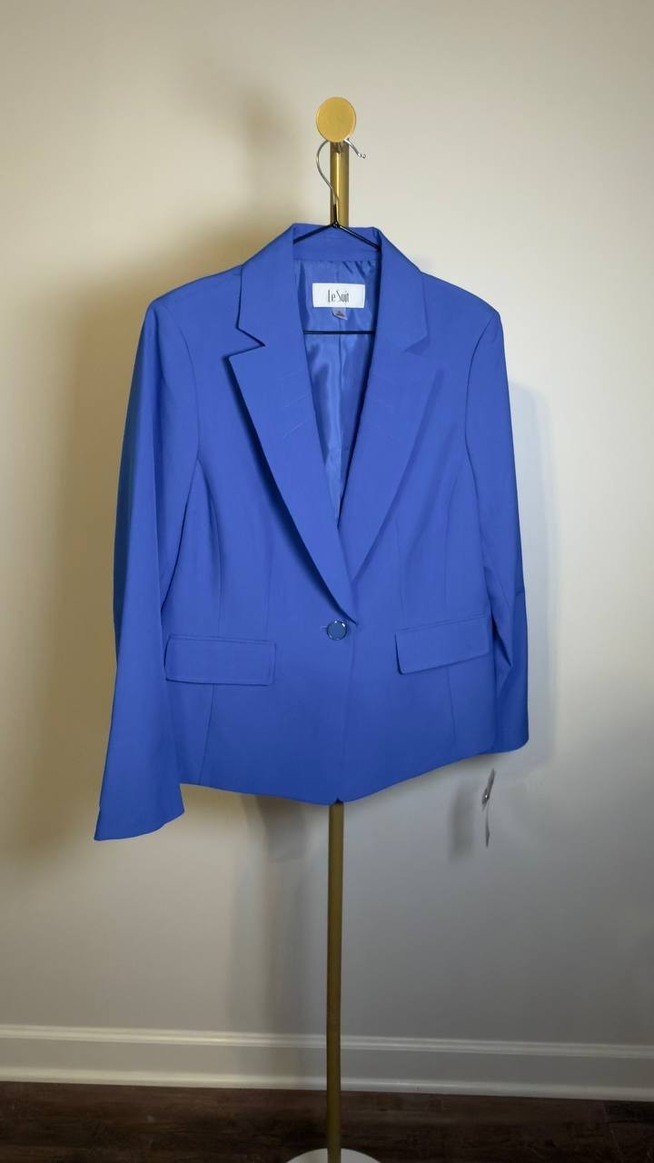 Le Suit Stretch Crepe One‑Button Pantsuit Cornflower 10 NWT $80
