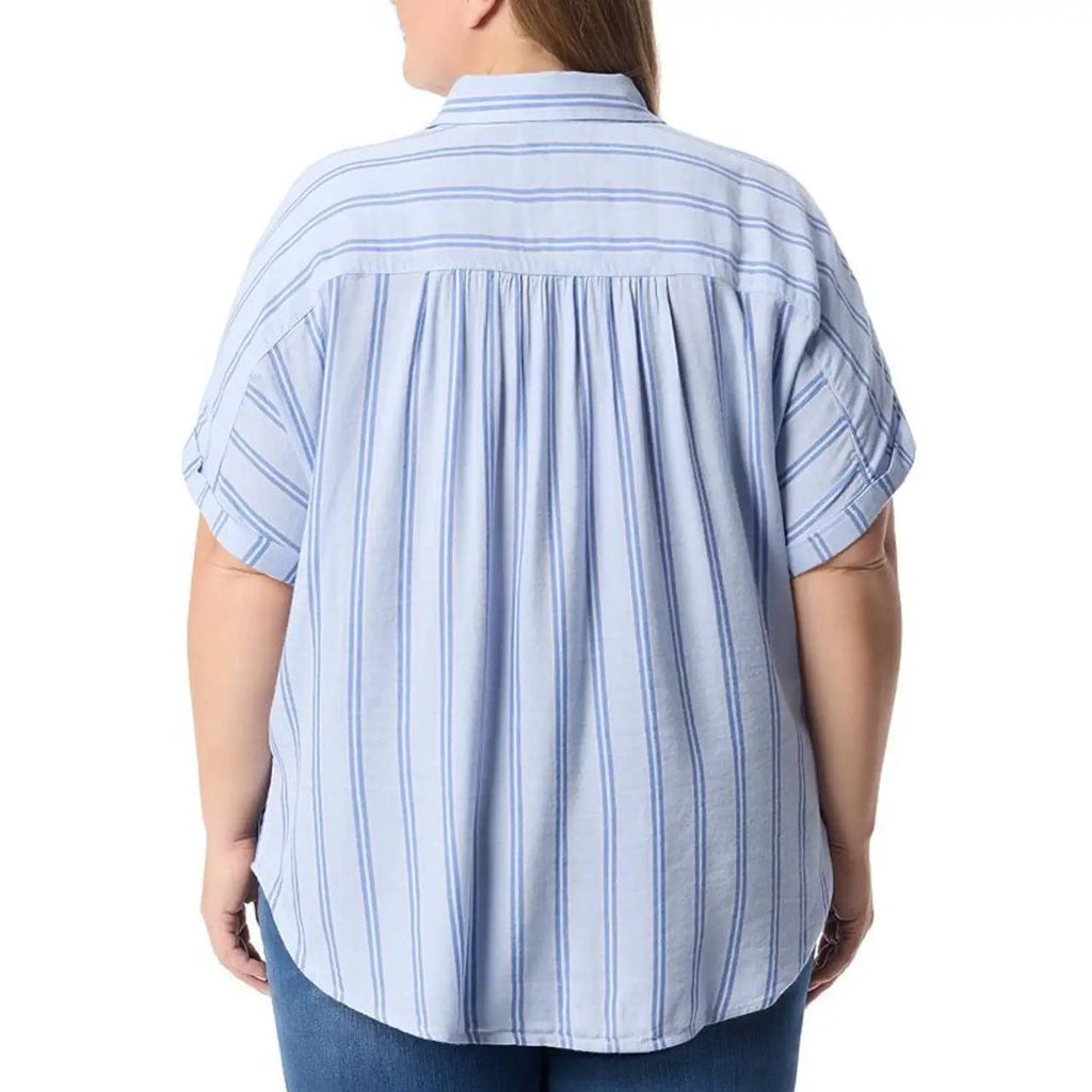 Gloria Vanderbilt Plus Size Short Sleeve Woven Shirt Blue 2X NWT $48