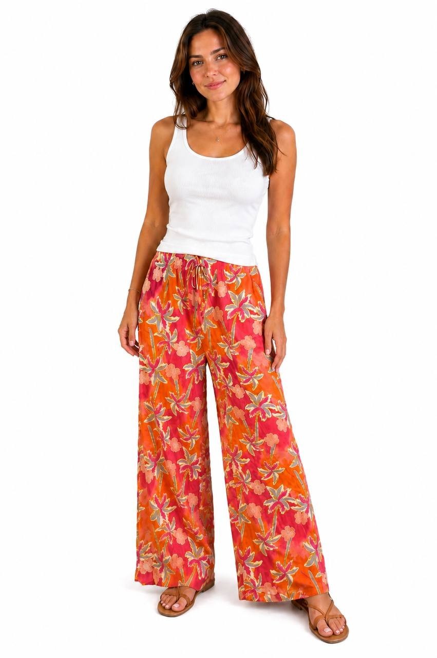 Miken Swim Palm Slit Cover‑Up Romper Palm Multi Multi L NWT $34