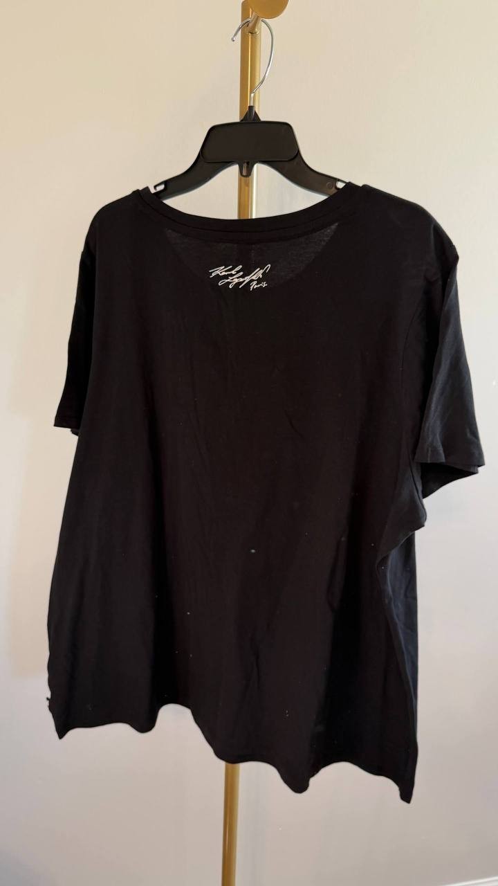 Karl Lagerfeld Paris Plus Size Embellished Bonjour Tee Black 2X $69 NWT
